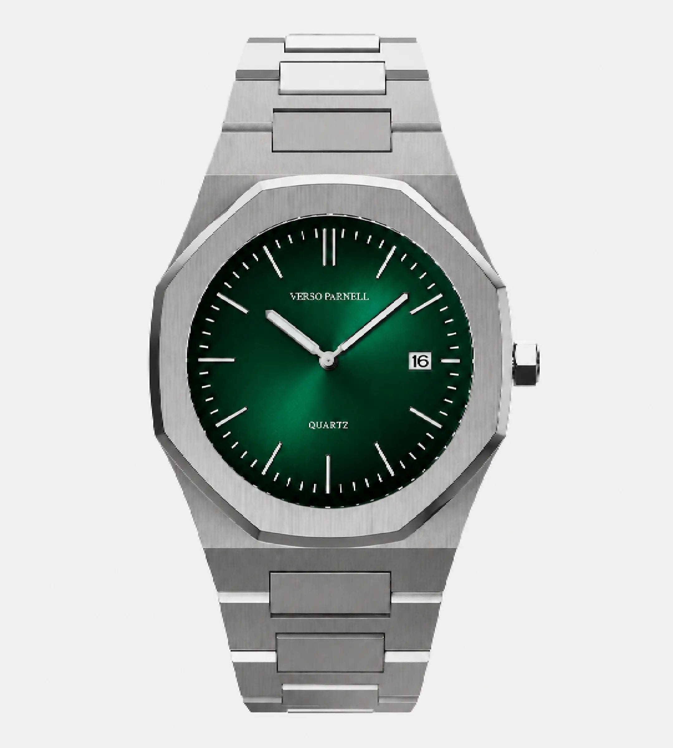 Jade Quartz – Octagonal Integrated Stainless-Steel Watch with Fumé Green Dial