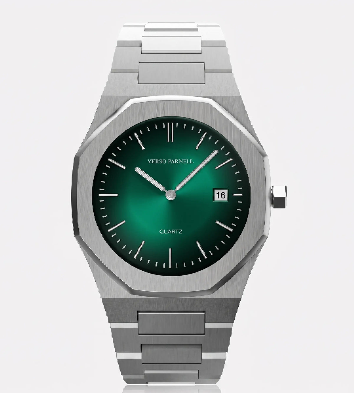 Jade Quartz – Octagonal Integrated Stainless-Steel Watch with Fumé Green Dial