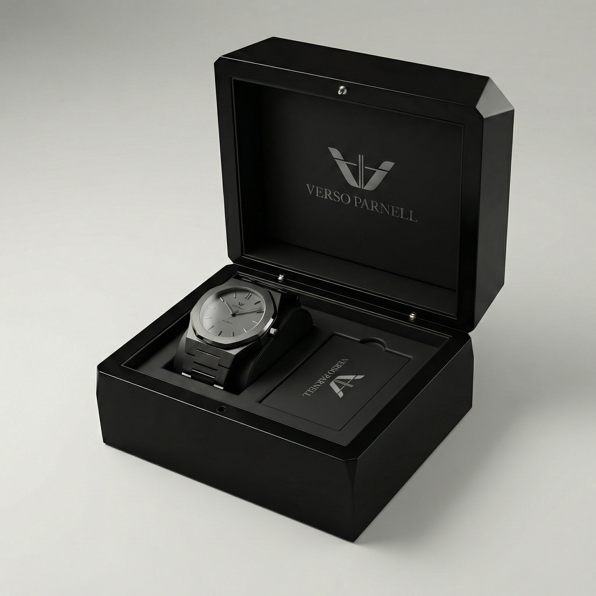 Onyx matte black quartz watch lifestyle shot – all-black men’s watch Dubai | Verso Parnell