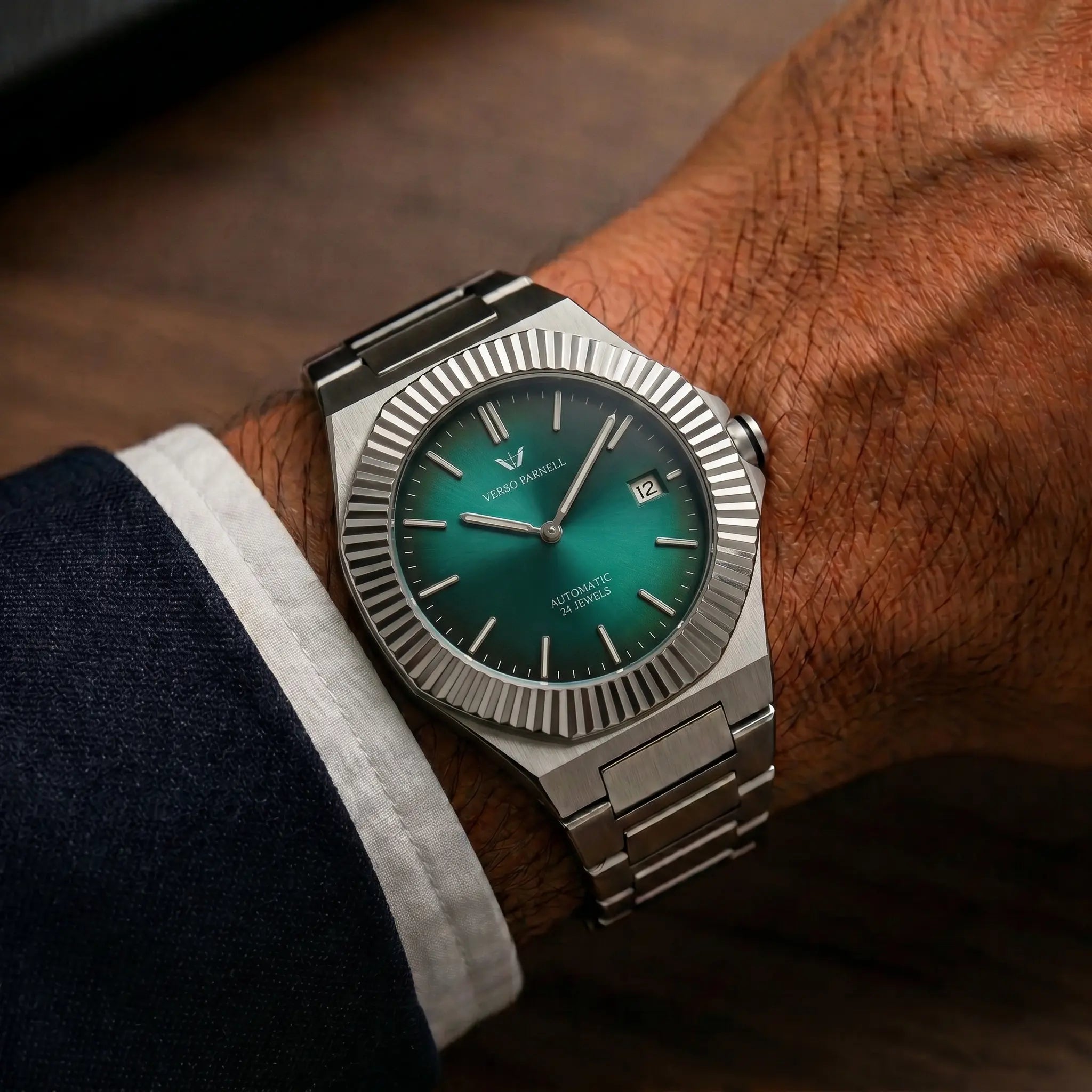 Emerald Automatic Watch for Men – Integrated Stainless Steel Bracelet