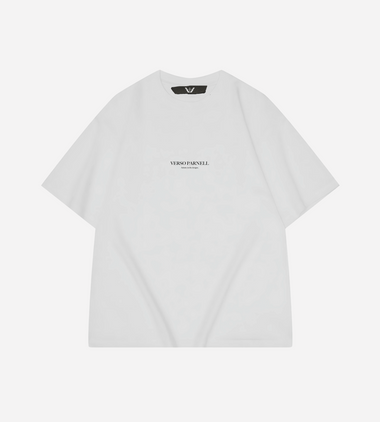 WHITE OVERSIZE T-SHIRT MIDDLE LOGO DESIGN