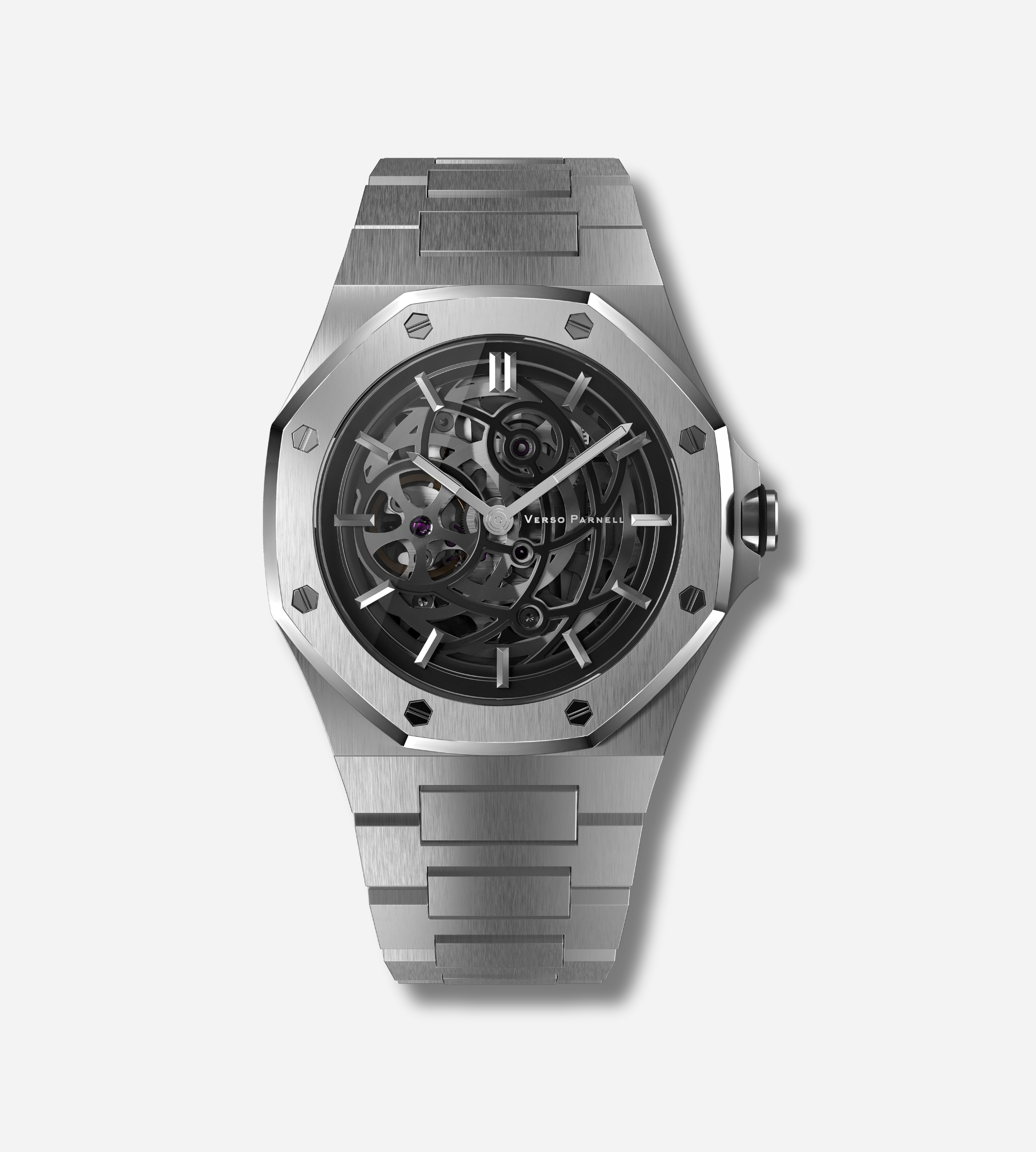 Silverera Skeleton Watch – Front View – 316L Stainless Steel, Sapphire Crystal