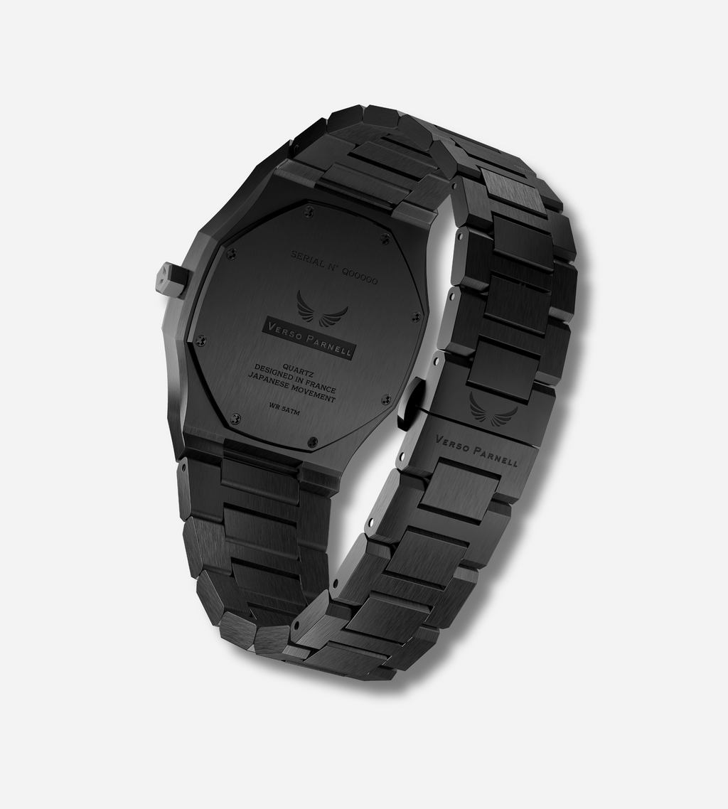 Onyx Black Quartz Watch — Minimalist Dial — Dubai Luxury