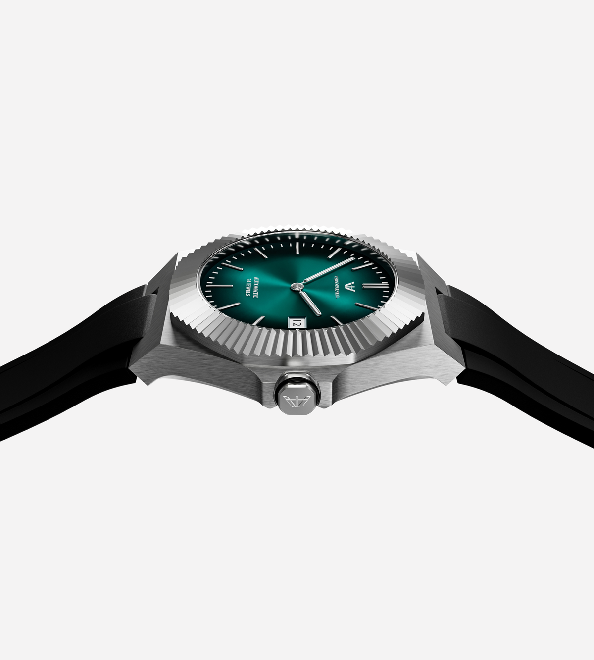 Emerald Sport automatic watch side profile – 41mm octagonal case, Seiko NH70A movement