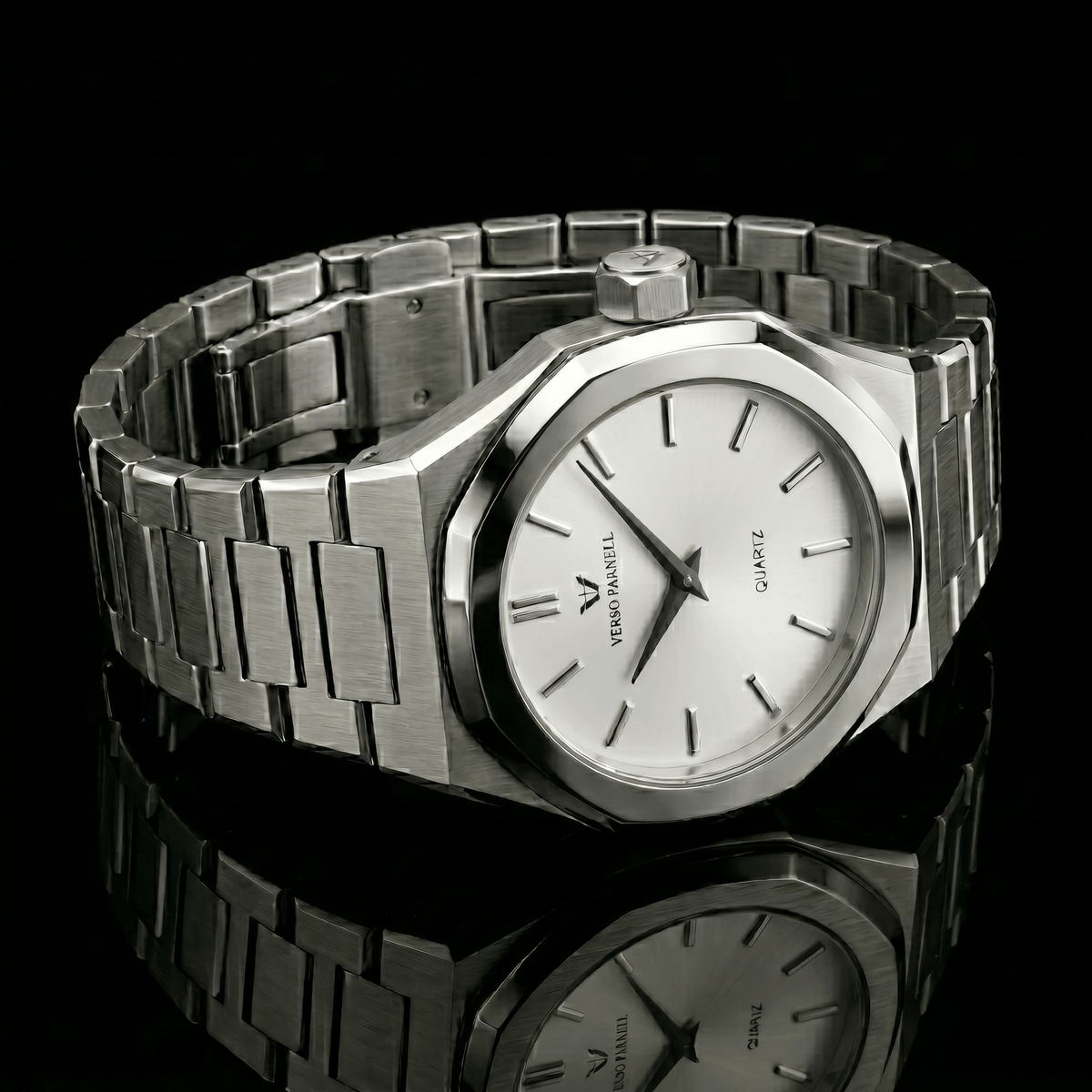 ARIA Classic quartz watch side view – slim 10mm profile, 316L steel | Verso Parnell UAE