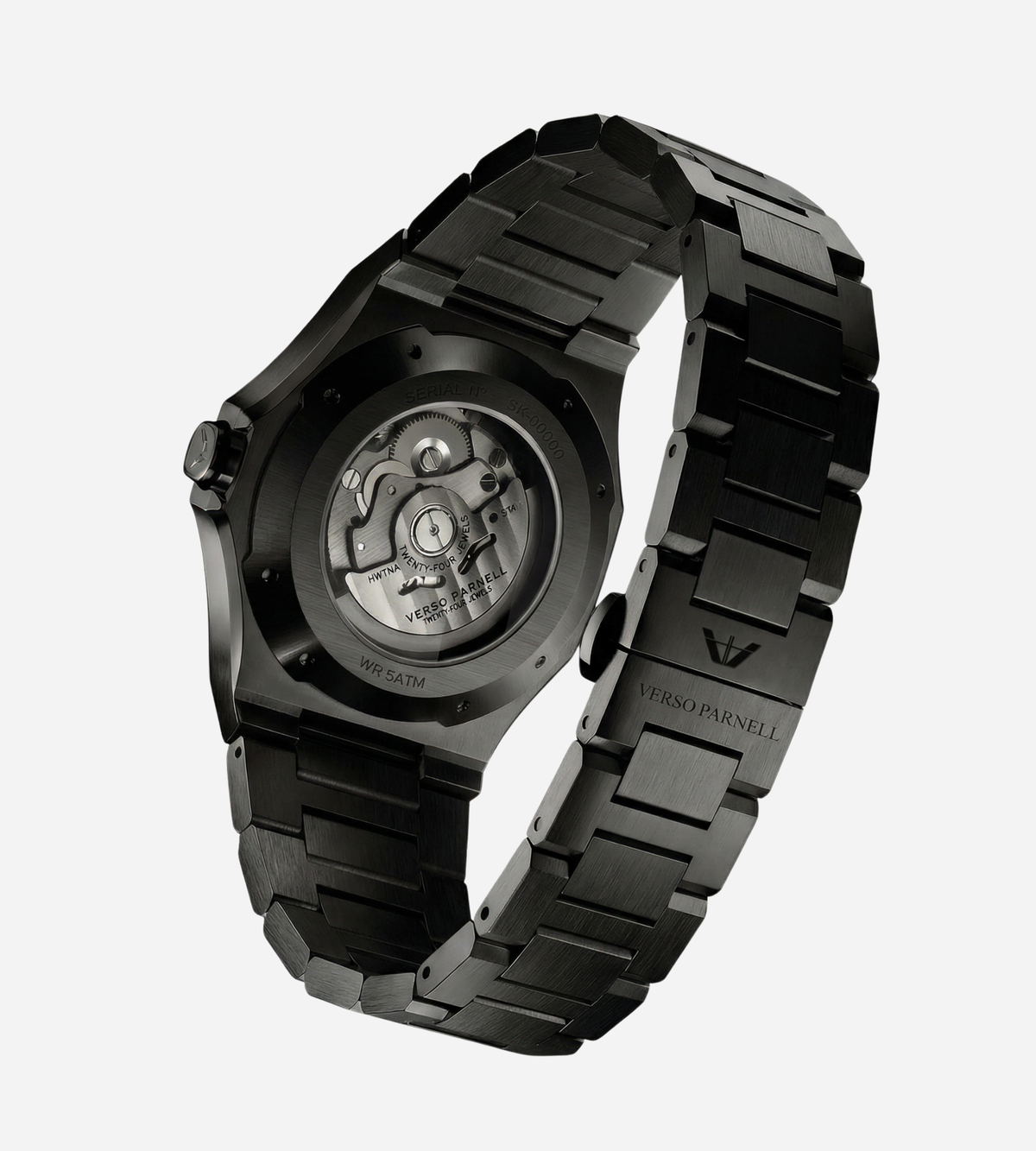 Nebula Skeleton Watch angle shot – octagonal case geometry, French design heritage | Verso Parnell