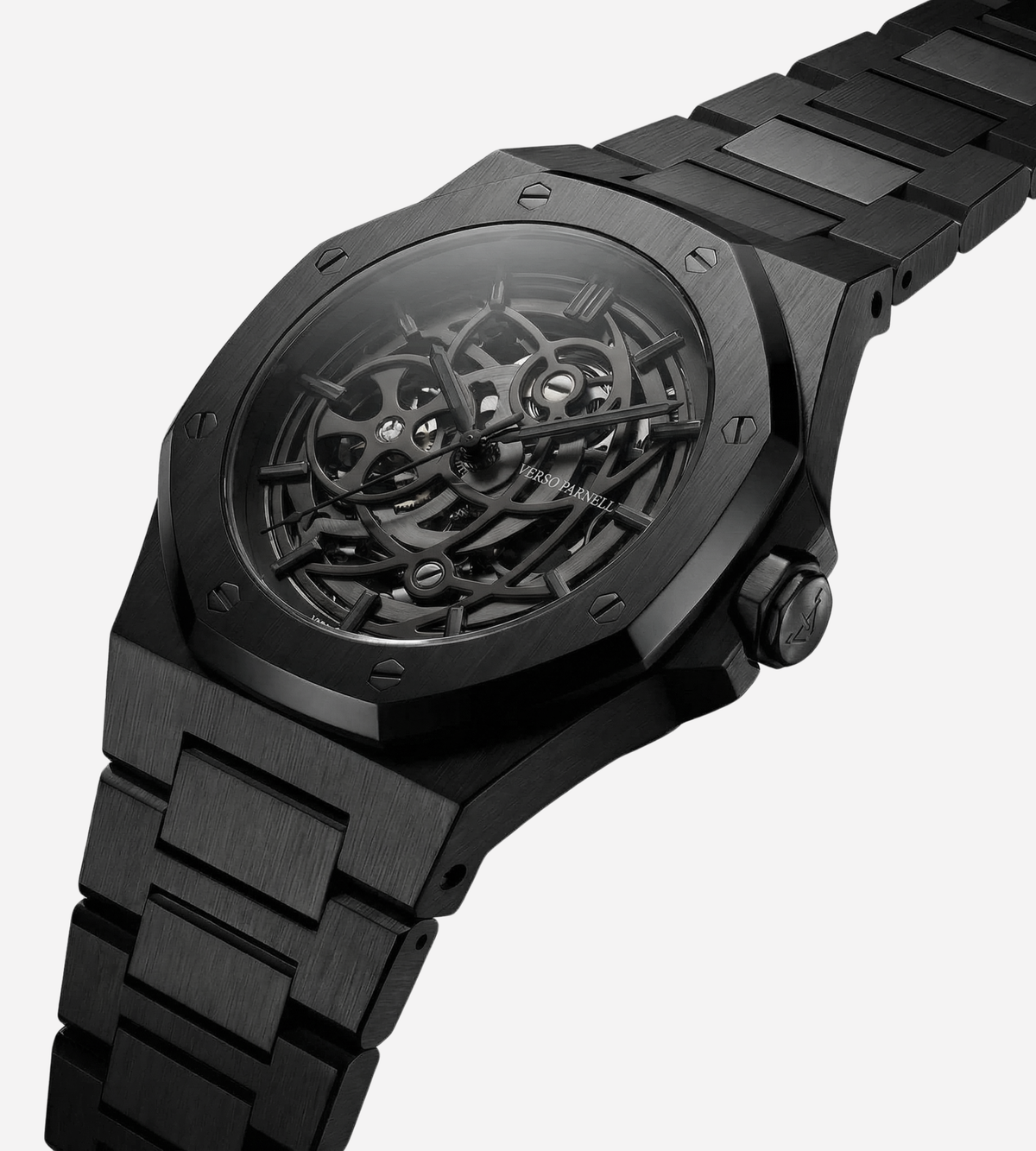Nebula Skeleton Watch flat lay – 41mm steel case, skeleton automatic | Verso Parnell UAE