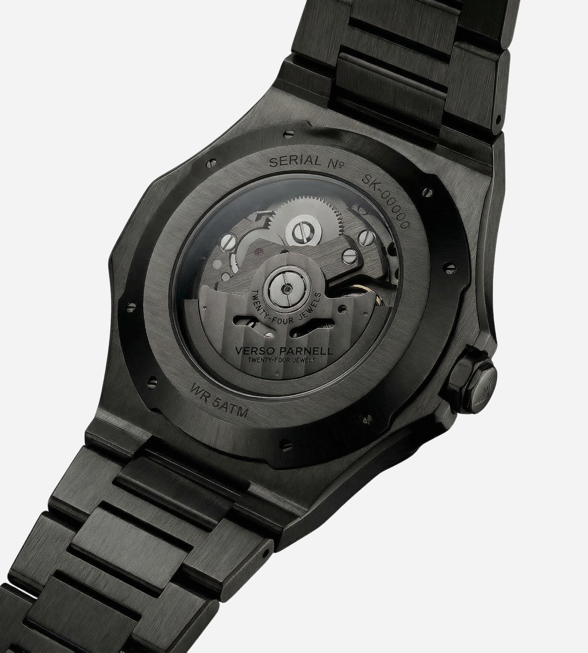 Nebula Skeleton Watch caseback – Seiko NH70A exhibition movement | Verso Parnell