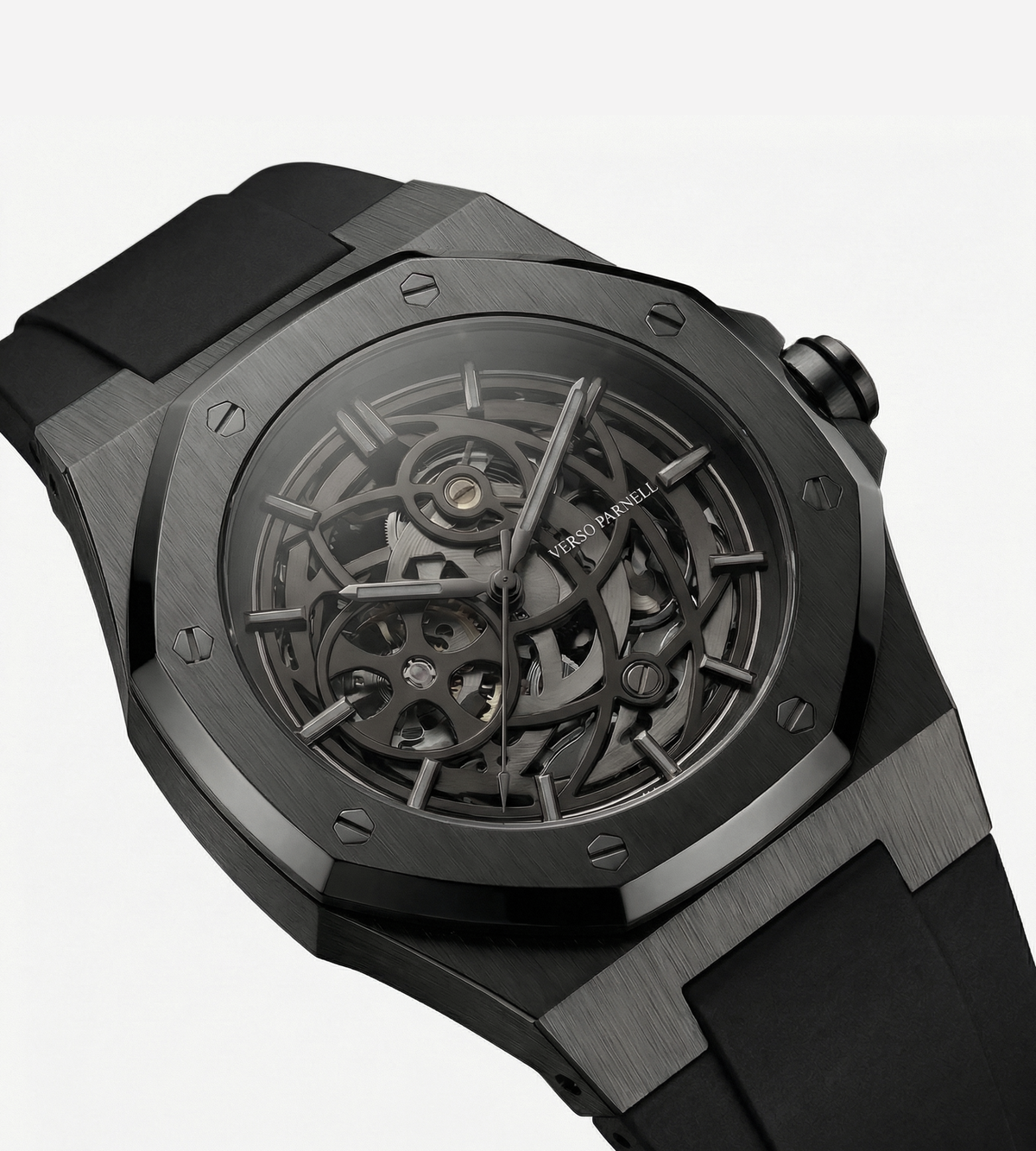 Nebula Sport dial close-up – Seiko NH70A movement visible, octagonal fluted bezel