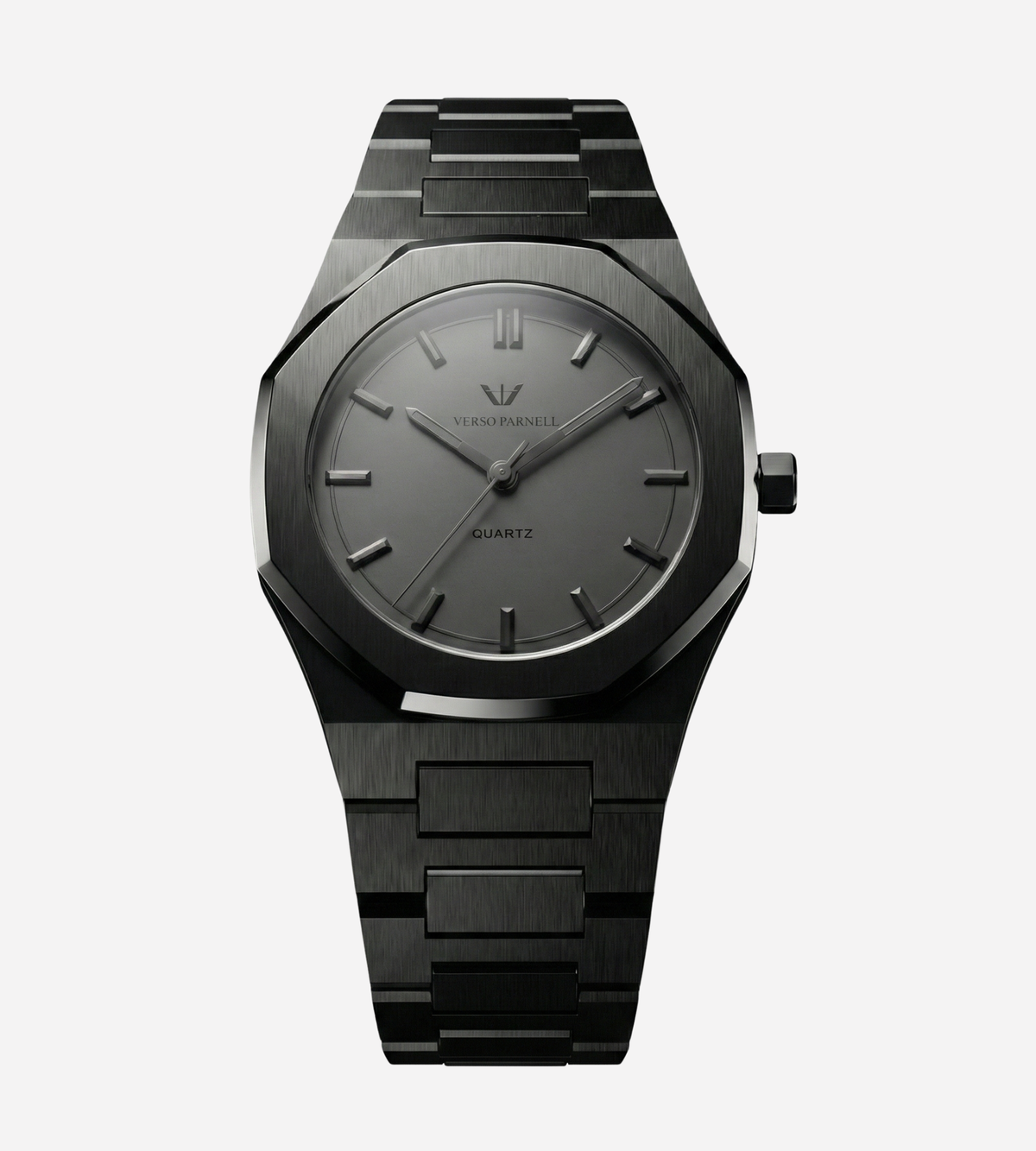 Onyx matte black quartz watch – PVD-coated 316L steel, sapphire crystal | Verso Parnell UAE