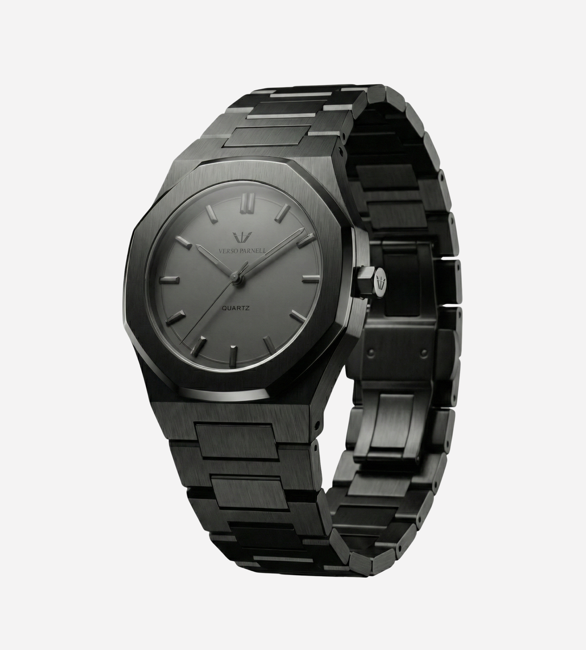 Onyx matte black watch on wrist – stealth luxury quartz watch UAE, AED 600 | Verso Parnell