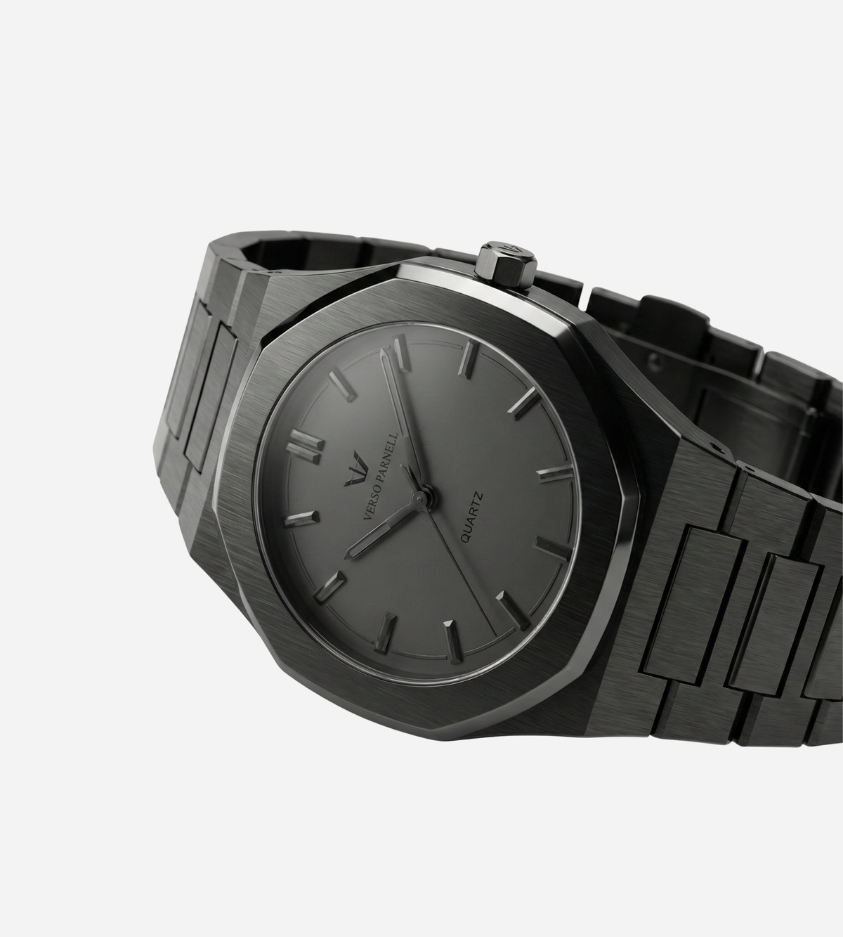 Onyx watch dial close-up – matte black dial, sapphire crystal, clean minimalist design | Verso Parnell