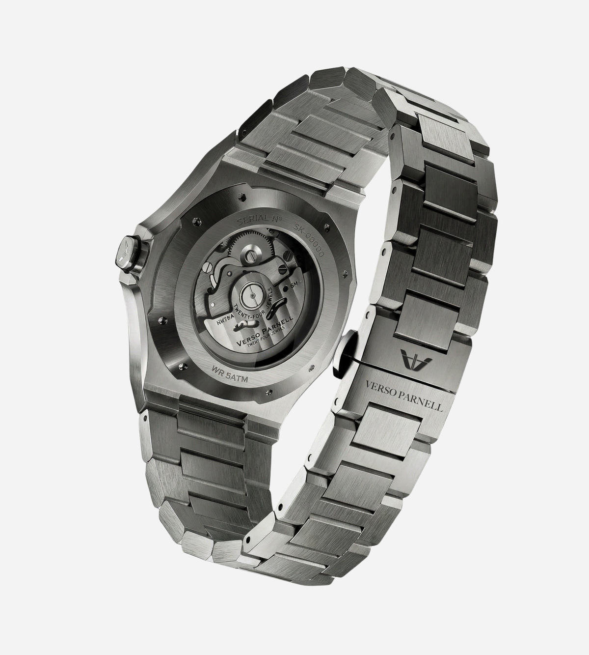 Silverera Skeleton Watch angle view – French-designed automatic watch for men UAE