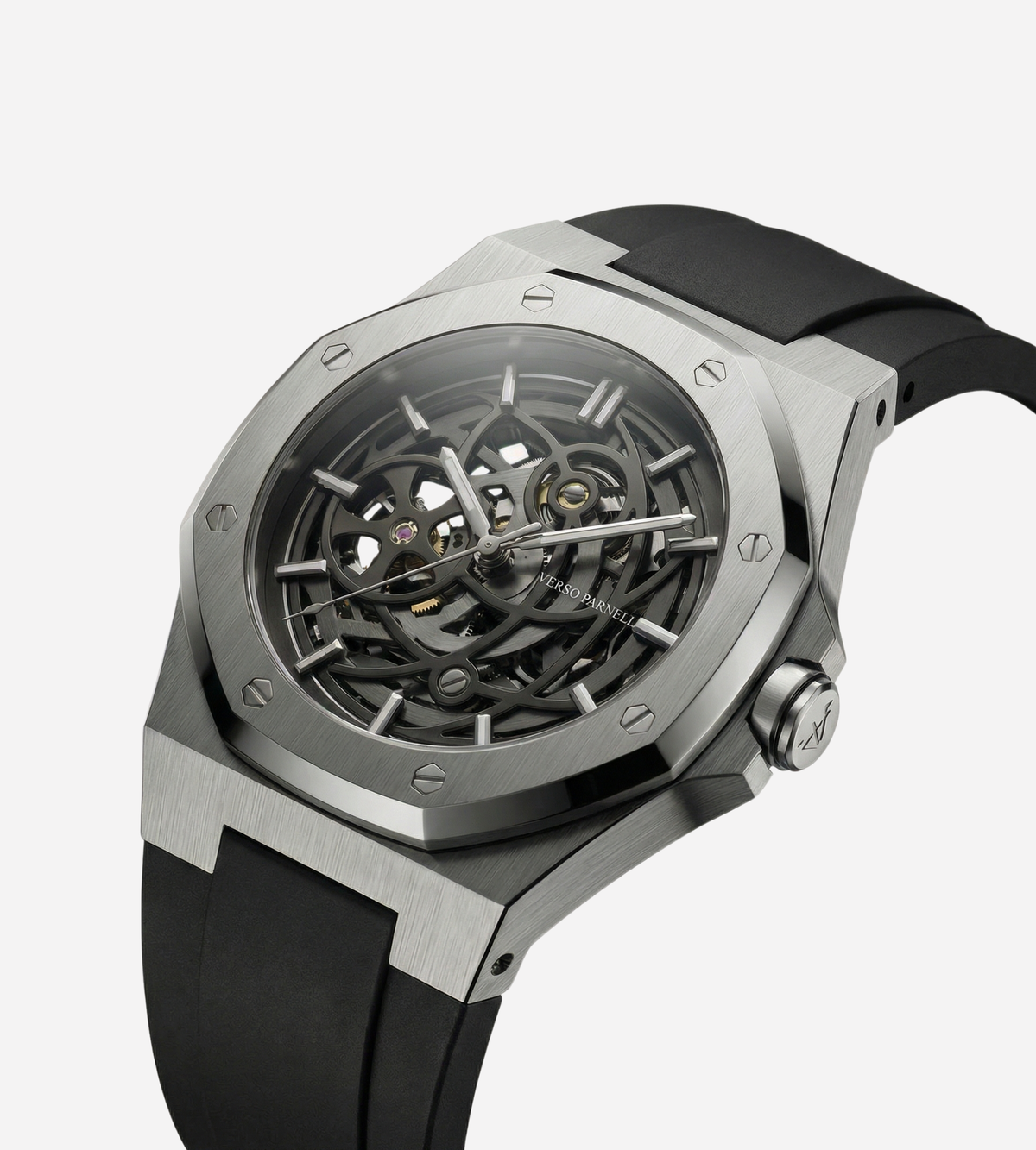 Silverera Sport Skeleton Watch in wooden gift box – free GCC shipping | Verso Parnell