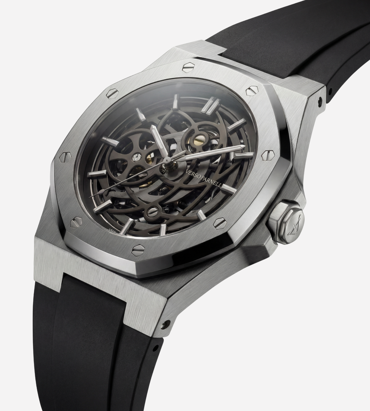 Silverera Sport Skeleton Watch side view – 316L steel, sapphire crystal, 5 ATM | Verso Parnell